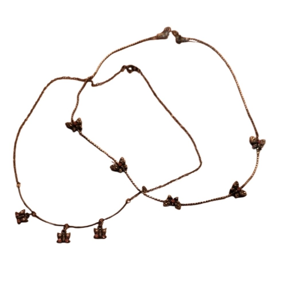 Y2k Elegant Butterfly Necklaces Set in Pink Cz